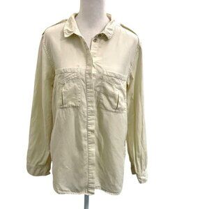 AYR Western Button Down Shirt Double Pocket Chambray Tencel Ivory size Small